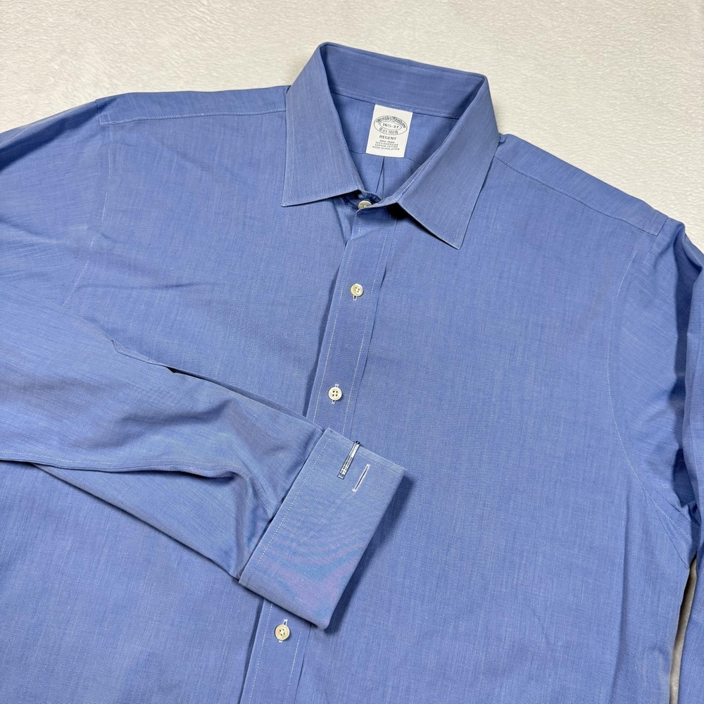 Brooks Brothers Shirt Mens 16.5‎ 37 Blue Regent Non-Iron Supima Cotton Dress